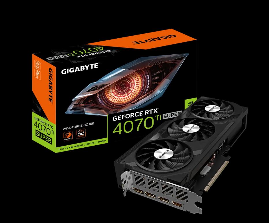 Gigabyte nVidia GeForce RTX 4070 Ti Super WF3 OC 16GD GDDR6X Video Card, PCI-E 4.0, 2625 Core Clock, RGB Fusion 3x DP 1.4a, 1x HDMI 2.1a