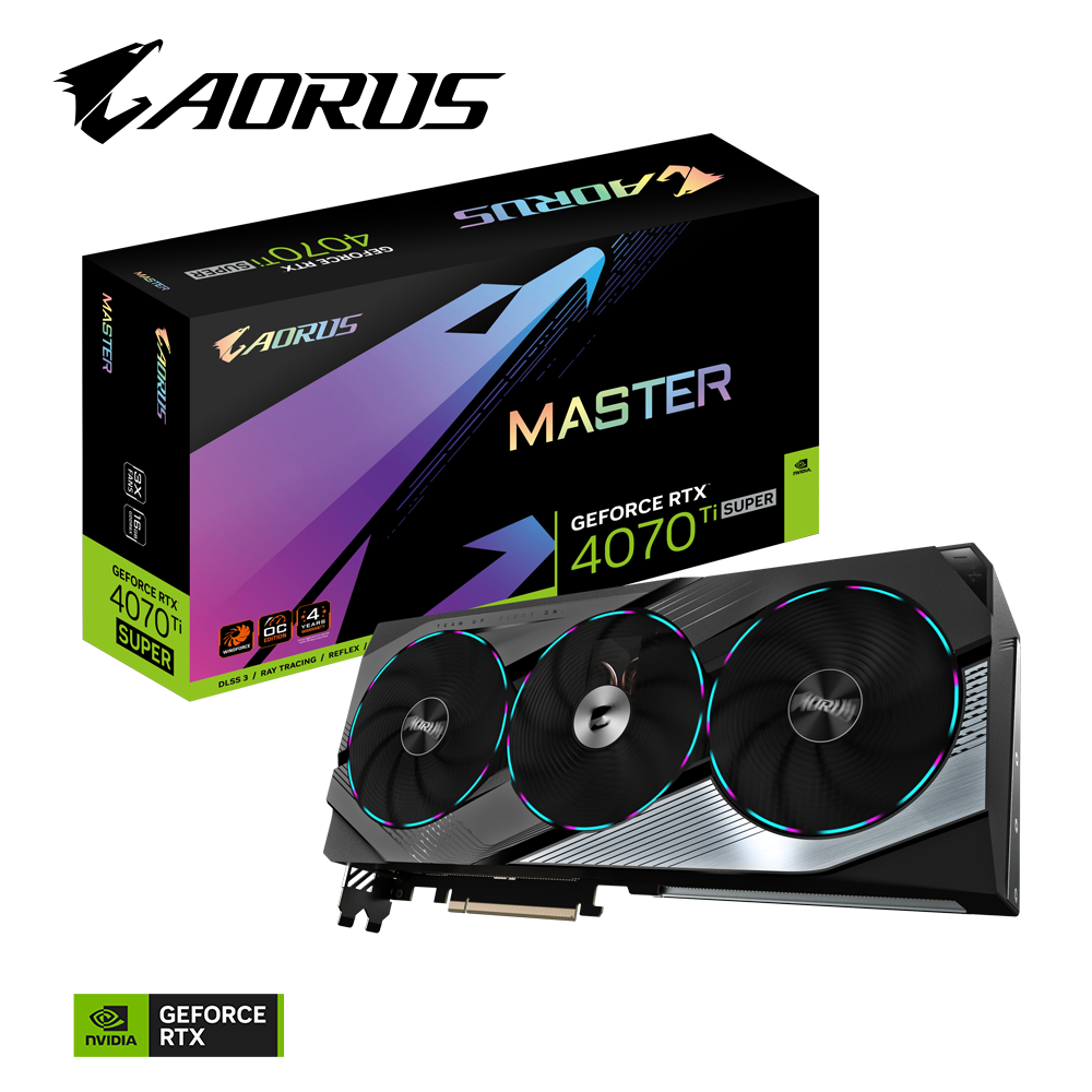 AORUS Nvidia GeForce RTX 4070 Ti SUPER MASTER 16G GDDR6X 256 bit/2670MHz/PCI-E 4.0/Max Res 7680x4320/3x DP 1.4a & 1x HDMI 2.1a