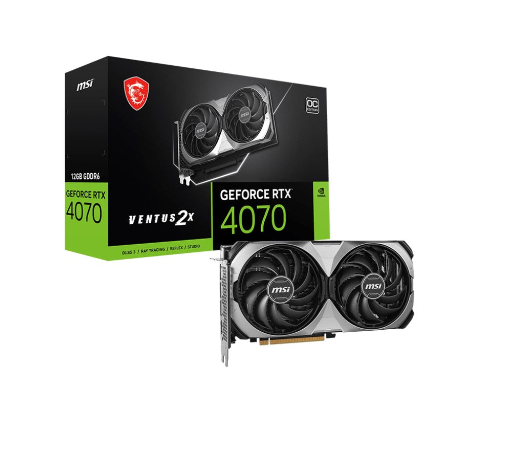 MSI nVidia GeForce RTX 4070 VENTUS 2X E1 12G OC Video Card  2505 MHz Boost Clock, 12GB GDDR6, DisplayPort x 3 (v1.4a),HDMI x 1(NEW)