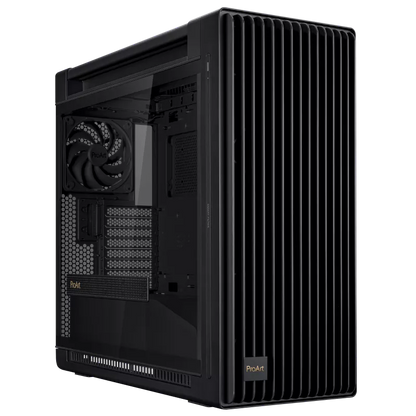 ProArt PA602 E-ATX computer case, 420 mm radiator support, one 140 mm and two 200mm pre-installed system fans, front panel IR dust indicator, power lo