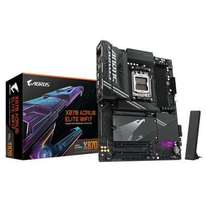 X870 ELITE/ AMD AM5/ATX; AMD Socket AM5:Supports AMD Ryzen 9000 / 8000 / 7000 Series Processors Digital twin 16+2+2 phases VRM solution Dual Channel