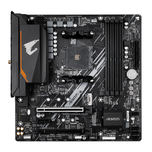 B550M AORUS ELITE AX/AMD AM4/MATX/4x DDR4 up to 128GB/4733MHz/PCIe 4.0 x1 3.0 x2/M.2 x2