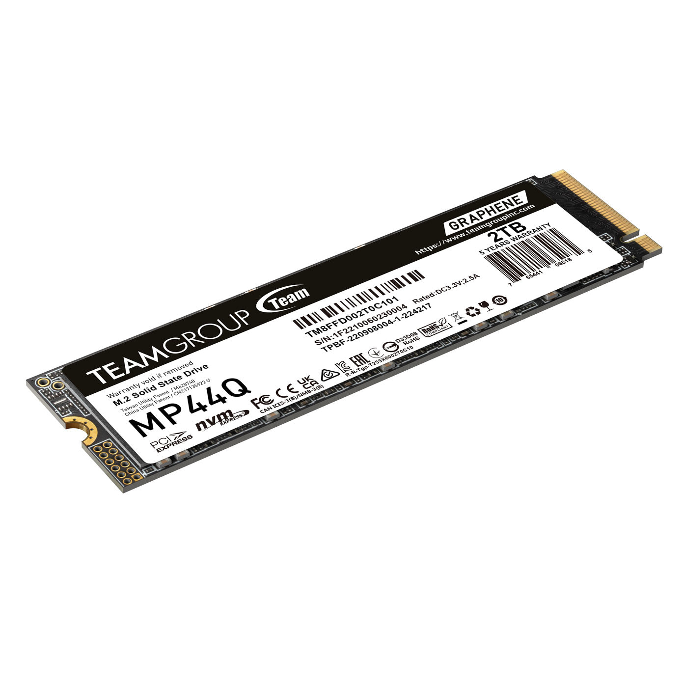 M.2-2280,2TB, PCI-E Gen4x4 SSD, Read 7400MB/s, Write 6500MB/s, 5 Years Warranty