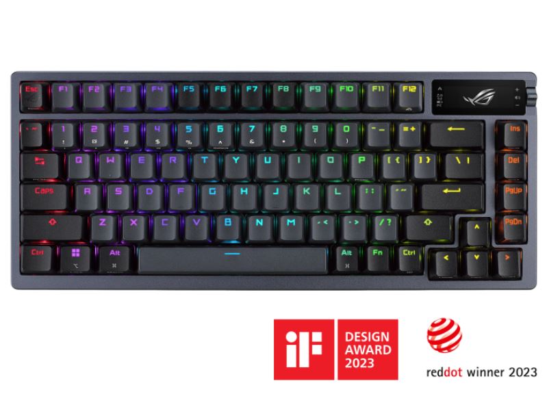 ASUS ROG AZOTH/NXSM/PBT Gaming Keyboard, OLED Display, NX Storm Switch, 75 Keys, Tri-mode Connection, Black