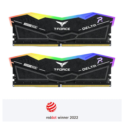 T-FORCE DELTA, RGB BLACK, DDR5, 5600MHz, 16GB Kit (8GB X 2), CL 40, 1.2V, Limited Lifetime Warranty