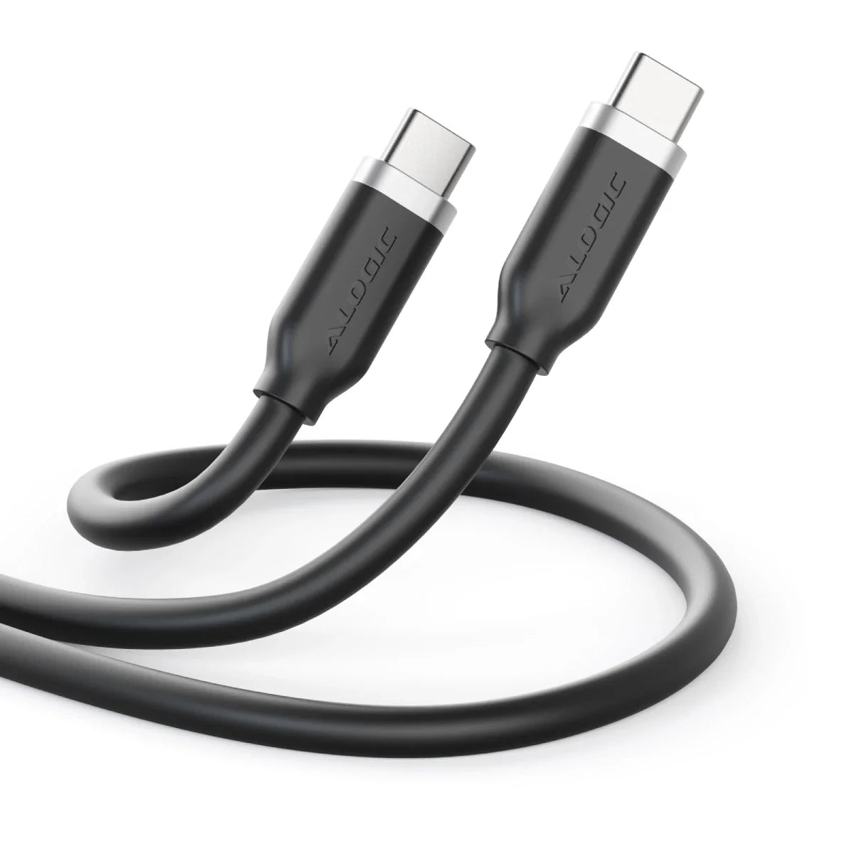 Elements Silicone 5A/240W USB2 USB-C to C Male Cable with cable tie, 2m - BLACK