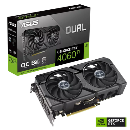 NVIDIA, RTX 4060 TI OC, OC 2595 MHz, 8GB GDDR6X, 3xDP, 1xHDMI, 2xFans, 650W, 3 Years Warranty