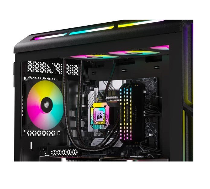 Corsair AF SLIM Series, AF120 RGB SLIM ICUE, 120mmx15mm Fluid Dynamic Bearing RGB Fan, Dual Pack with Lighting Node CORE