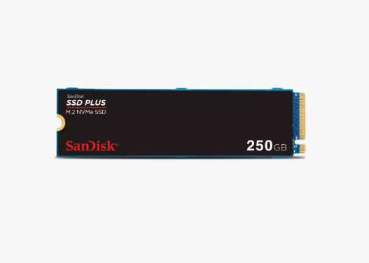 SanDisk Plus NVMe SSD, 250GB, PCIe Gen 3.0, M.2 2280-S3-M, Speeds up to SR2400MB/s, SW1500MB/s, 3Y