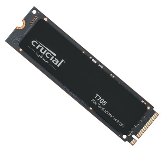 Crucial T705 1TB Gen5 NVMe SSD - 13600/10200 MB/s R/W 600TBW 1400K IOPs 1.5M hrs MTTF DirectStorage for Intel 14th Gen & AMD Ryzen 7000