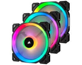 Corsair LL Series, LL120 RGB, 120mm Dual Light Loop RGB LED PWM Fan, 3 Fan Pack with Lighting Node PRO