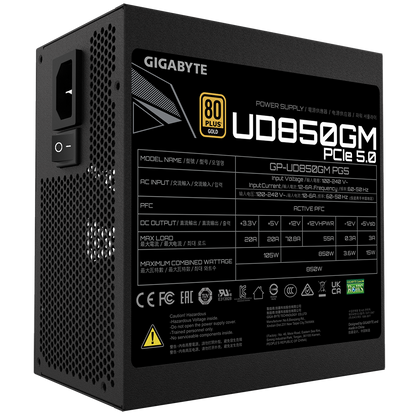 UD850GM PG5/Fully modular/850W/ATX/150 x 140 x 86 mm/Gold 80PLUS