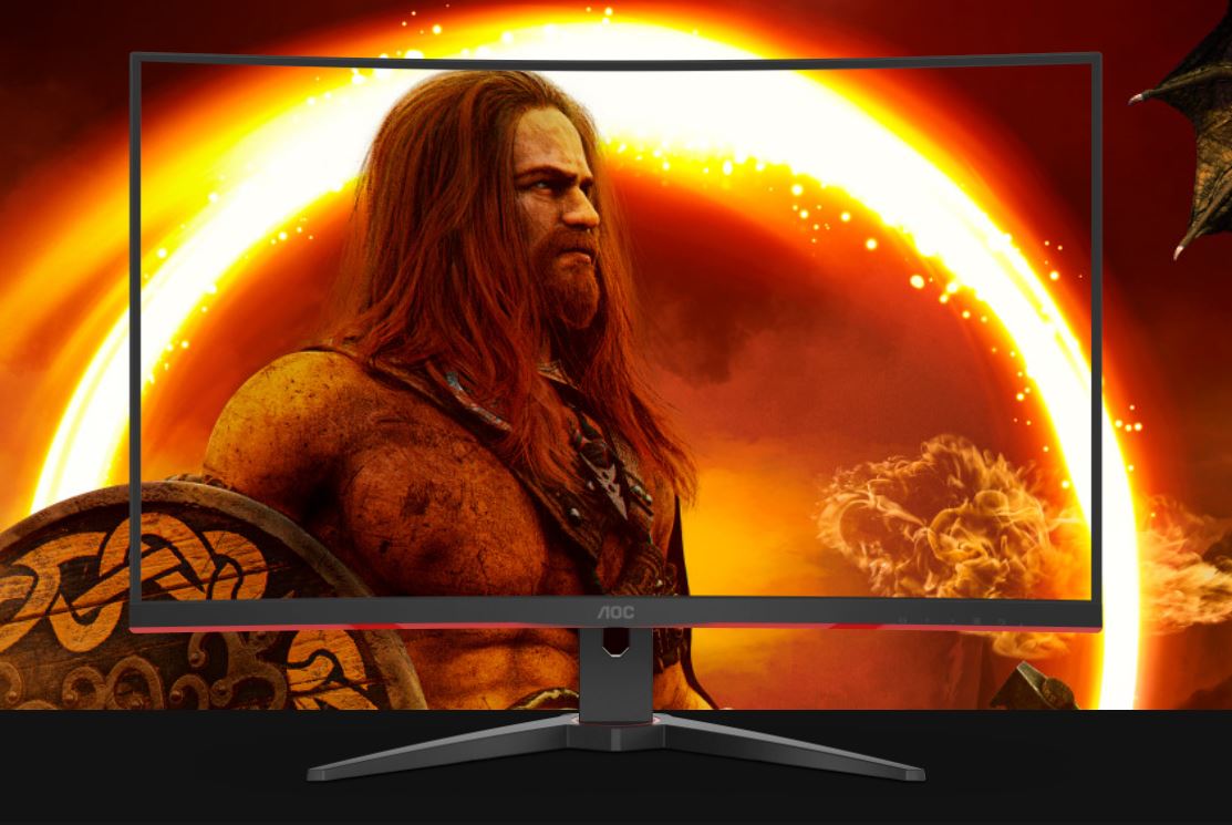 AOC 31.5' Curved 0.5ms 240Hz, FHD 1080 FreeSync Premium, Ultra Narrow Border Gamer's Choice - DP x 1, HDMI x 2. VESA100mm Low Blue monitor