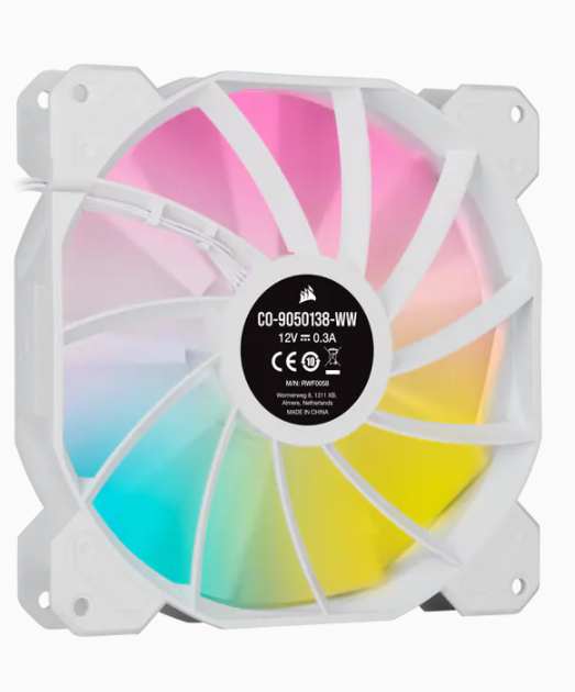 White SP140 RGB ELITE, 140mm RGB LED Fan with AirGuide, Single Pack