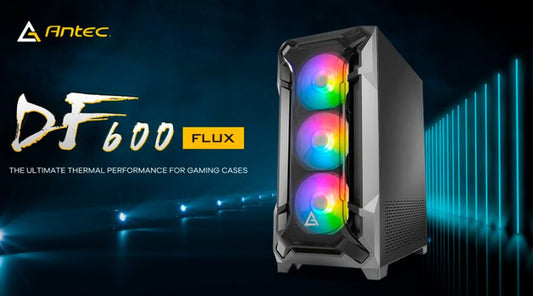 Antec DF600 FLUX ATX,  5 x120mm Fans Included, 3x ARGB & 2x PWM + Fan Controller, Tempered Glass Side, 2x USB 3.0 High Airflow Thermal Gaming Case (LS