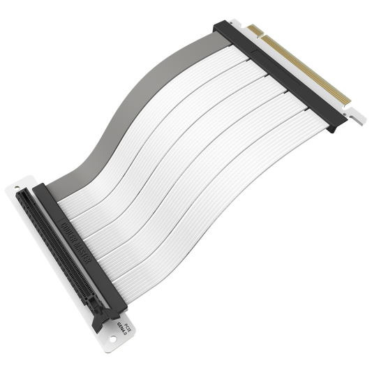 White Universal PCI-E 4.0 x16 Riser Cable V2, 200mm Length, PCIe 4.0 Compatible, Ultra Durable PCB, Heavy Duty Shielding,Ultra-Flexible Cable Sleeves