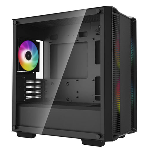 DeepCool CC360 ARGB Micro-ATX Case 3x120mm Pre-Installed ARGB Fans ,Tempered Glass Panel, Front USB3.0×1、USB2.0×1、Audio×1