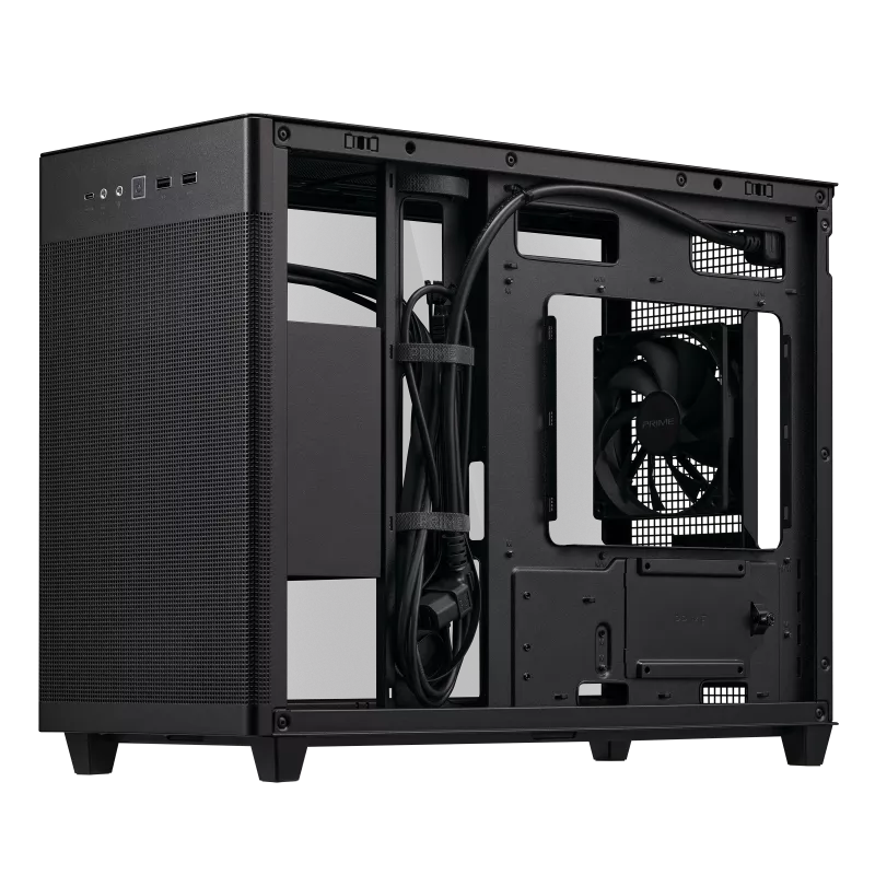 ASUS Prime AP201 Tempered Glass BLACK, MicroATX case with tool-free side panels, support 360 mm coolers, VGA  up to 338 mm ,  standard ATX PSUs