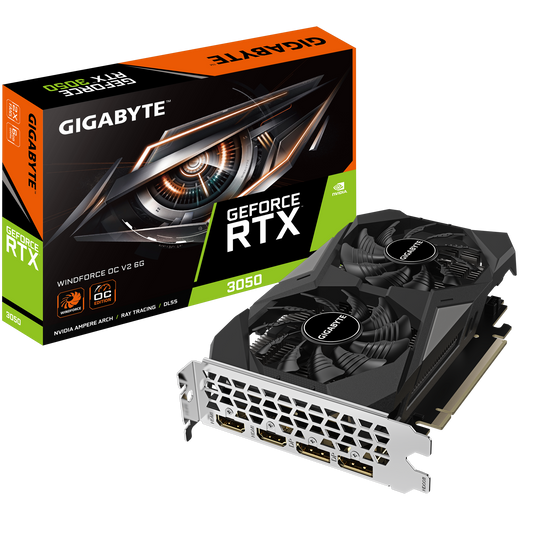 GeForce RTX 3050 WINDFORCE OC 6G; 1477 MHz; 7680x4320; 96 bit