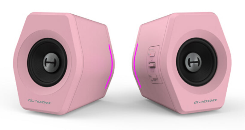 Edifier G2000 Gaming 2.0 Speakers System - Bluetooth V4.2/ USB Sound Card/ AUX Input/RGB 12 Light Effects/ 16W RMS Power Pink