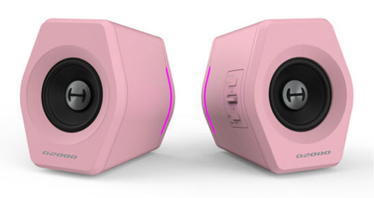 Edifier G2000 Gaming 2.0 Speakers System - Bluetooth V4.2/ USB Sound Card/ AUX Input/RGB 12 Light Effects/ 16W RMS Power Pink