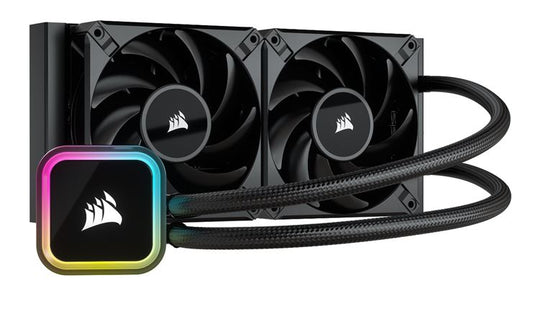 Corsair H100i Elite 240mm Radiator, 2x AF120 Zero RPM, Variable Fans via ICUE, Ultra Bright RGB Pump Head. Liquid Cooling. Black. 5 Yrs Warranty.