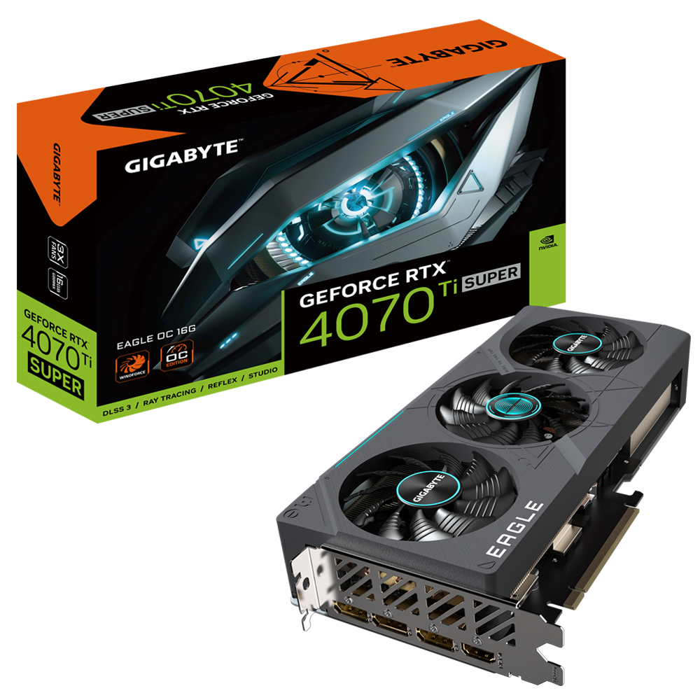 Nvidia GeForce RTX 4070 TI SUPER EAGLE OC 16G GDDR6X 256 bit/2640MHz/PCI-E 4.0/Max Res 7680x4320/3x DP 1.4a & 1x HDMI 2.1a