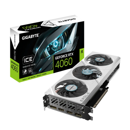 Nvidia GeForce RTX 4060 EAGLE OC ICE 8G;GV-N4060EAGLEOC ICE-8GD;NVIDIARTX4060/REV1.0;PCI-E 4.0 x8/8 GB GDDR6/128 bit;DP*2/HDMI*2