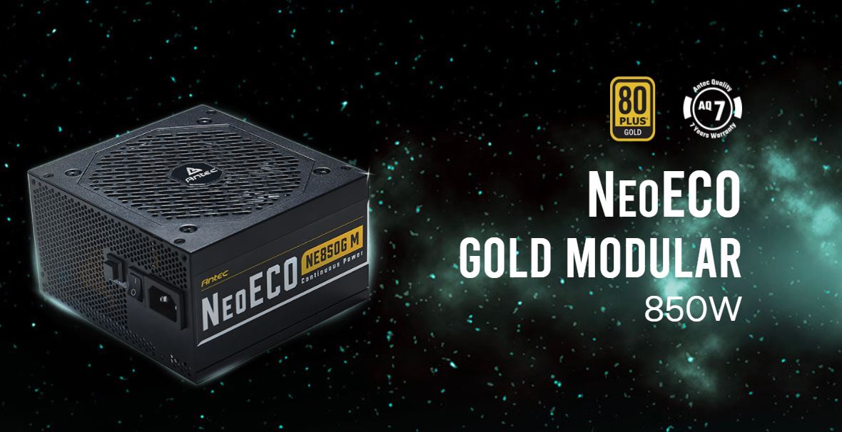 Antec NE 850w 80+ Gold, Fully-Modular, LLC DC, 1x EPS 8PIN, 120mm Silent Zero RPM, Japanese Caps, ATX Power Supply, PSU, 600w PCI-E cable, 7 Years Wty