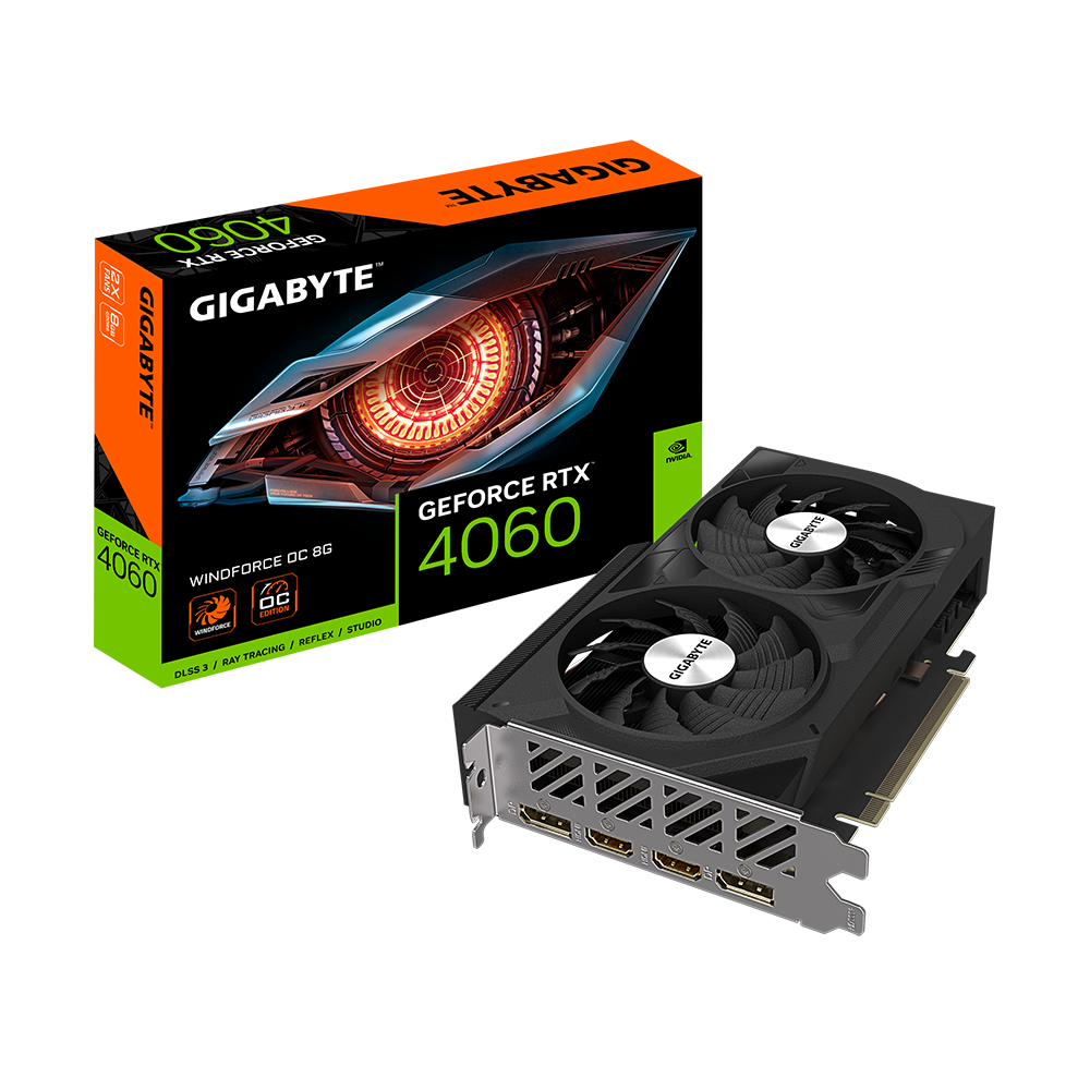 Nvidia GeForce RTX 4060 WINDFORCE OC 8G GDDR6 128 bit/2475MHz/PCI-E 4.0/Max Res 7680x4320/DisplayPort 1.4ax2 HDMI 2.1ax2