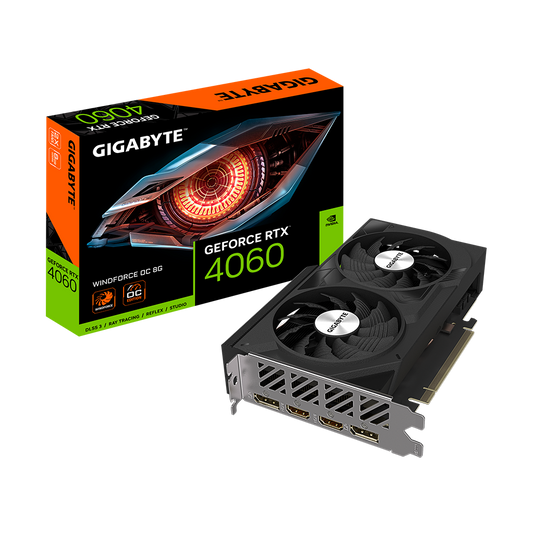 Nvidia GeForce RTX 4060 WINDFORCE OC 8G GDDR6 128 bit/2475MHz/PCI-E 4.0/Max Res 7680x4320/DisplayPort 1.4ax2 HDMI 2.1ax2