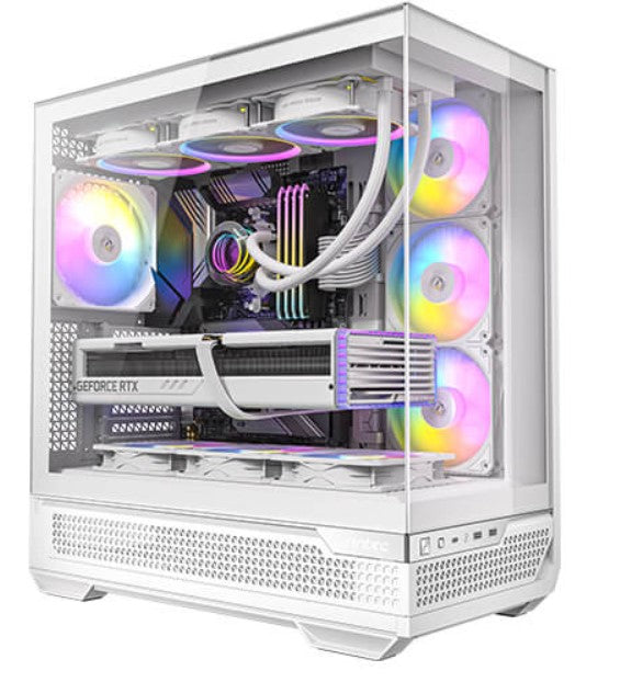 Antec C7-ARGB E-ATX Seamless Panoramic 270 View, USB-C, 4x ARGB PWM Fans. Side Radiator Support. RTX 4090, Back Connect MBs, Flip Door, White Case