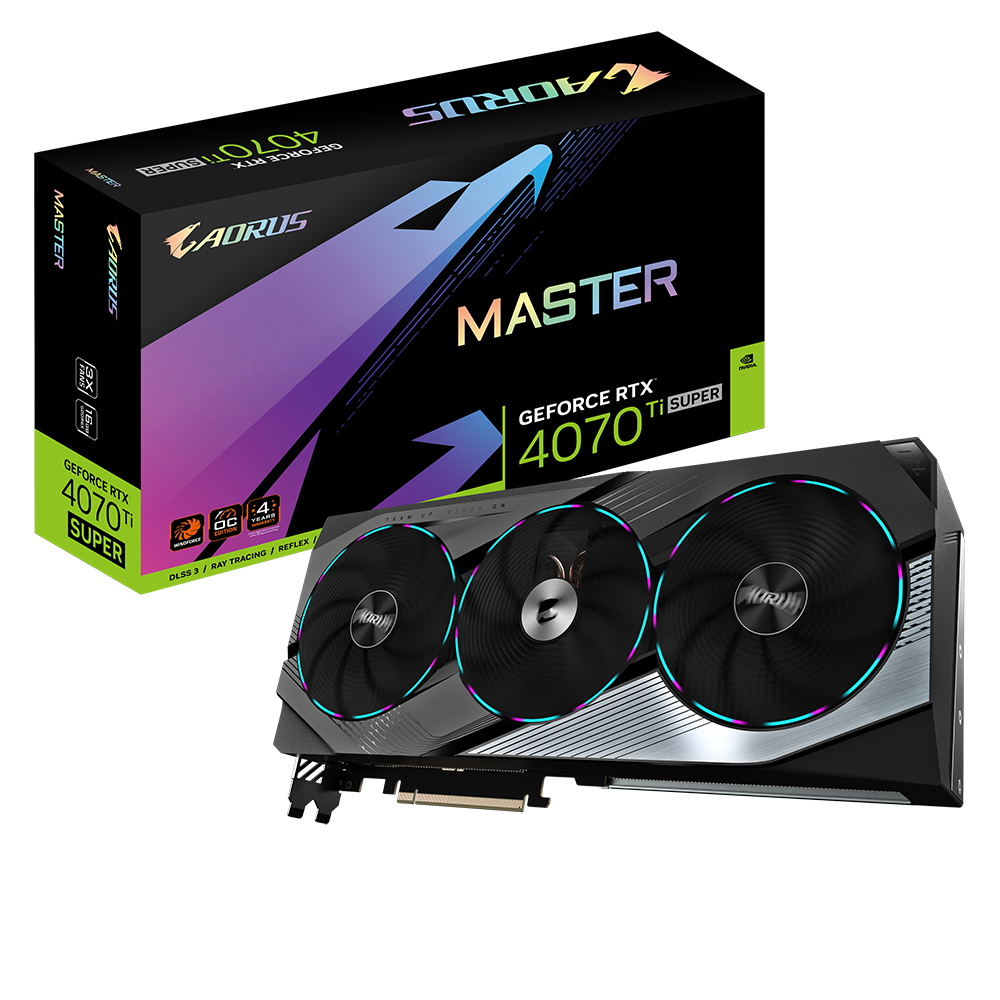 AORUS Nvidia GeForce RTX 4070 Ti SUPER MASTER 16G GDDR6X 256 bit/2670MHz/PCI-E 4.0/Max Res 7680x4320/3x DP 1.4a & 1x HDMI 2.1a