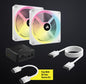 Corsair QX RGB Series, iCUE LINK QX140 RGB WHITE, 140mm Magnetic Dome Bearing. PWM RGB Dual Fan, Starter Kit