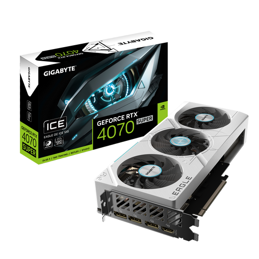 Nvidia GeForce RTX 4070 SUPER EAGLE OC ICE 12G GDDR6X 192 bit/2535MHz/PCI-E 4.0/Max Res 7680x4320/3x DP 1.4a & 1x HDMI 2.1a