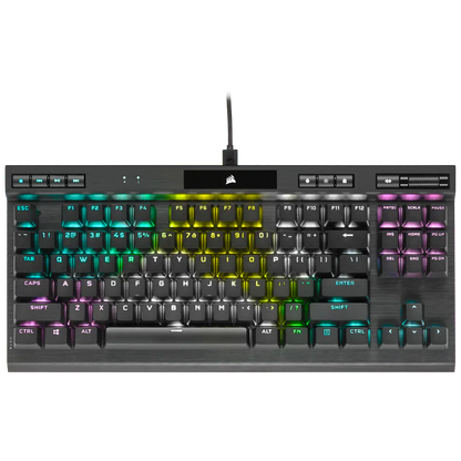 CORSAIR K70 RGB TKL CHAMPION SERIES Optical-Mechanical Gaming Keyboard, Backlit RGB LED, CORSAIR OPX RAPIDFIRE, Black, Black PBT Keycaps