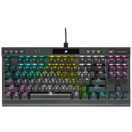 CORSAIR K70 RGB TKL CHAMPION SERIES Optical-Mechanical Gaming Keyboard, Backlit RGB LED, CORSAIR OPX RAPIDFIRE, Black, Black PBT Keycaps