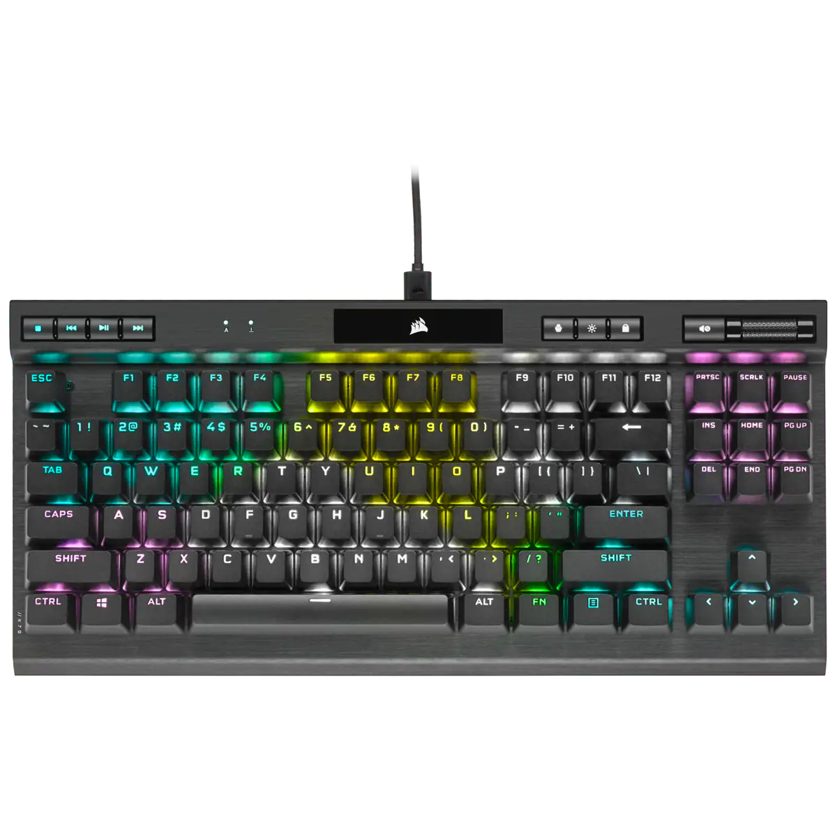 CORSAIR K70 RGB TKL CHAMPION SERIES Optical-Mechanical Gaming Keyboard, Backlit RGB LED, CORSAIR OPX RAPIDFIRE, Black, Black PBT Keycaps