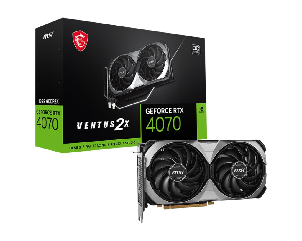 MSI nVidia GeForce RTX 4070 VENTUS 2X 12G OC Video Card  2520 MHz Boost Clock, 12GB GDDR6X,DisplayPort x 3 (v1.4a),HDMI x 1(NEW)