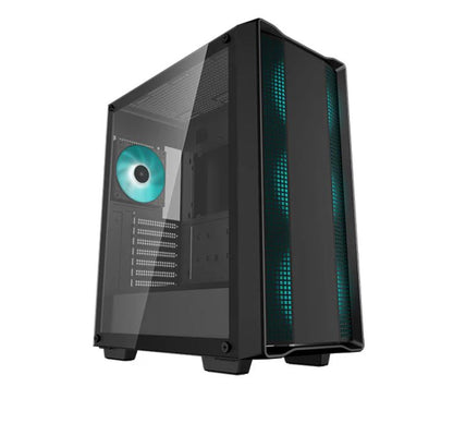 DeepCool CC560 V2 Black Mid-Tower Computer Case, Tempered Glass Window, 4x Pre-Installed LED Fans, Top Mesh Panel, Support Up To 6x120mm or 5x140mm AI