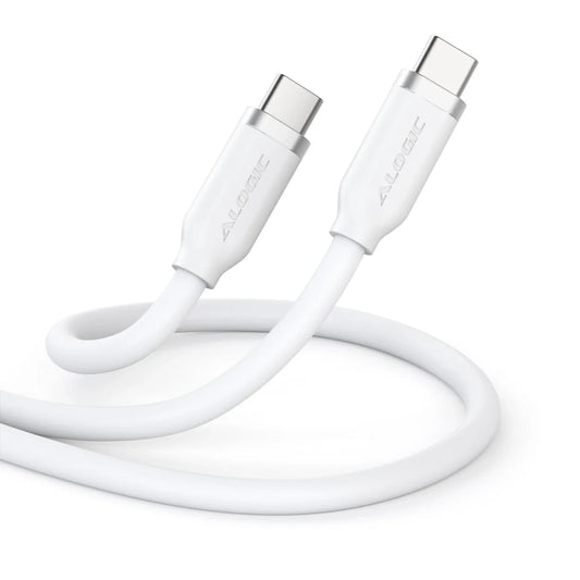 Elements Silicone 5A/240W USB2 USB-C to C Male Cable with cable tie, 2m -WHITE