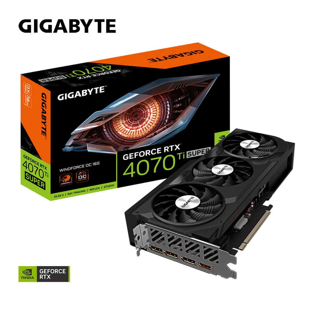 Nvidia GeForce RTX 4070 TI SUPER WINDFORCE OC 16G 256 bits/2625MHz/PCI-E 4.0/Max Res 7680x4320/3x DP 1.4a & 1x HDMI 2.1a