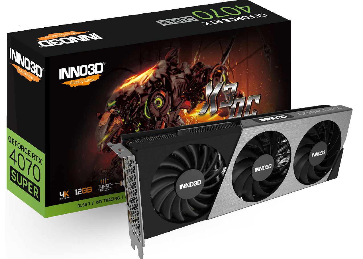 INNO3D nVidia GeForce RTX 4070 Ti Super X3 OC 16GB GDDR6X, 2640MHz Boost Clock, RAM 21Gbps, 3xDP, 1xHDMI,  297x118x42mm