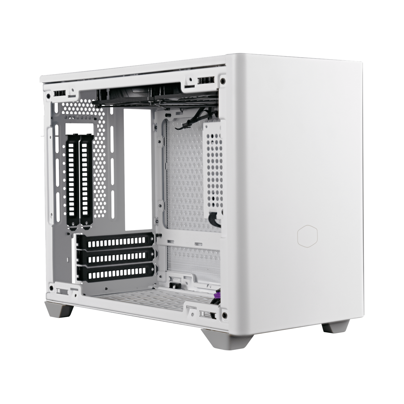 NR200P White V2, Mini-ITX, Tempered Glass Side Panel + Steel Side Panel, 100mm Riser Cable Included to support Vertical GPU installation, 2x 120mm fan