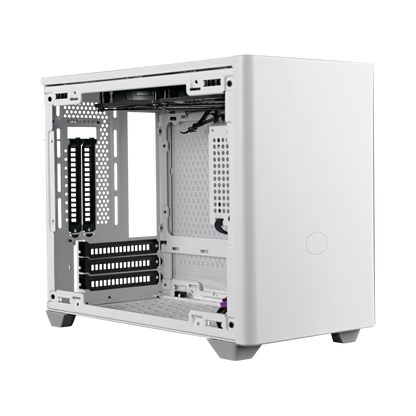 NR200P White V2, Mini-ITX, Tempered Glass Side Panel + Steel Side Panel, 100mm Riser Cable Included to support Vertical GPU installation, 2x 120mm fan