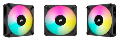 CORSAIR AF ELITE Series, AF120 RGB ELITE, 120mm Fluid Dynamic RGB Fan with AirGuide, Triple Pack with Lighting Node CORE XT