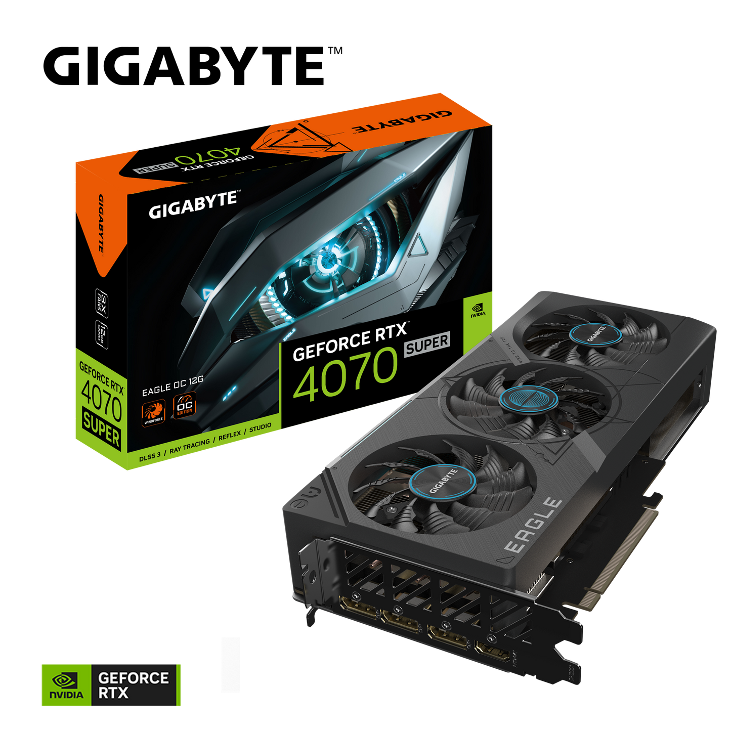 Nvidia GeForce RTX 4070 SUPER EAGLE OC 12G GDDR6X 192 bit/2535MHz/PCI-E 4.0/Max Res 7680x4320/3x DP 1.4a & 1x HDMI 2.1a