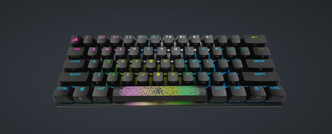 Corsair K70 PRO MINI WIRELESS RGB 60% CHERRY MX SPEED, Backlit RGB LED, , Black, Black PBT Keycaps Mechanical Gaming Keyboard (LS)