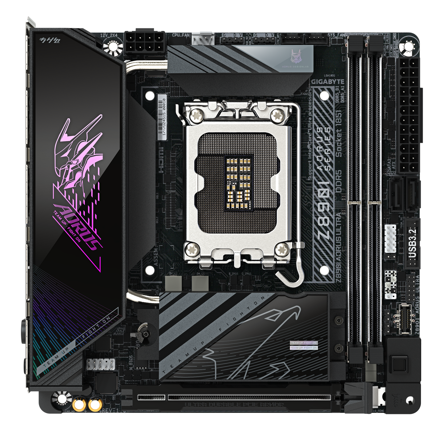 Z890I AORUS ULTRA/ITX/INTEL LGA1851/2 x DDR5 DIMM max 128GB/Max 8000MHz/1x PCIE5.0 (CPU)/1x M.2 (CPU), 1x M.2(Chipset)