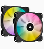 SP140 RGB ELITE, 140mm RGB LED Fan with AirGuide, Dual Pack with Lighting Node CORE